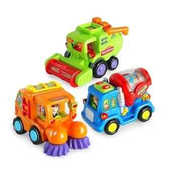 Машина с фрикционным задвижване Coogam, 3 опаковката на играчките за строителни машини, набор от лозарите, за почистване на улиците, бетономешалка за източници на децата
