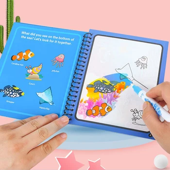 Книга за рисуване с вода с многократно дръжка за рисуване с вода, за награда-книжка за оцветяване за деца, подарък за момичета и момчета