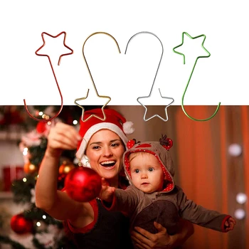 Коледен венец, Куки за Коледната елха, Висящи Украшения, Метални орнаменти във формата на звезди, Кука за Коледа домашен интериор 20 бр/лот