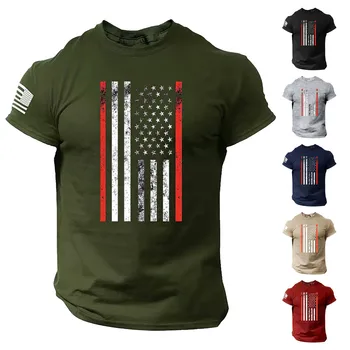 Средни Тениски за мъже, Лятна мъжка тениска с логото на хартата на САЩ, Ежедневни тениска за фитнес с 3D принтом и къс ръкав, Женски тренировъчен комплект