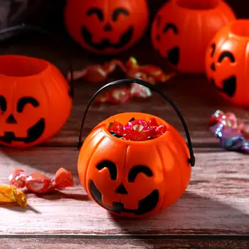 Ведерко с тиква за Хелоуин, Реквизит, за Кофи с бонбони на Хелоуин, Детски пластмасов фенер от Тиква за трик-или-лечение