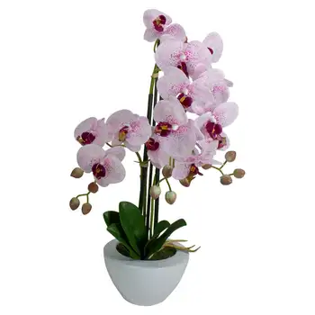 и бяло изкуствено растение орхидея в саксия бяло