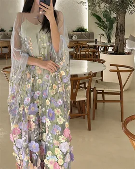 Abendkleider Дубайское Рокля за Абитуриентски бал с 3D Цветя от Тюл С Кръгло Деколте Vestidos De Fiesta Elegantes Para Mujer 2023 Вечерни Рокли