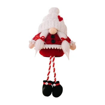 Коледен Безлични Джудже Плюшен Кукла На Дядо Коледа Джуджето Рудолф Кукла Висулка Дълги Крака На Джудже, Елф Кукла Коледен Подарък Декор