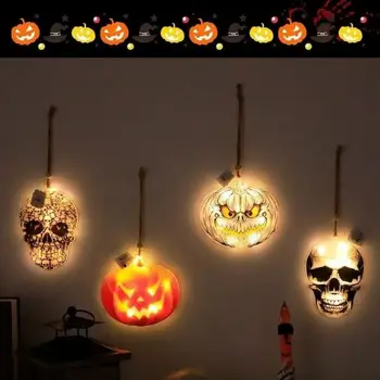 Уличен led декоративен фенер за Хелоуин, фарове под формата на черепа демон, led фенер-джак-O-Фенер, украса за Хелоуин, венец светлини