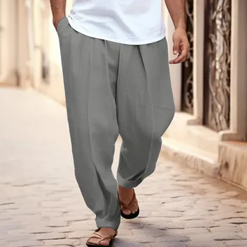 Нова Тенденция на Свободни Мъжки Ежедневни Панталони От памук и лен, Удобни Свободни Леки Панталони Pantalones largos para hombres