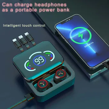 Слушалки, Bluetooth 5.3, спортни слушалки tws, безжични игрови слушалки с ниска латентност, на 3-экранный дигитален дисплей, музикални слушалки и като захранване