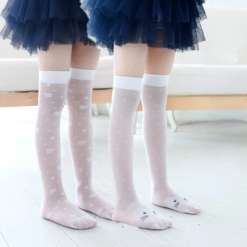 Детски дантелени чорапи, Бебешки чорапи дишащи Принцеса с цветовете, Кухи бели чорапи със защита от комари за момичета в балетном стил