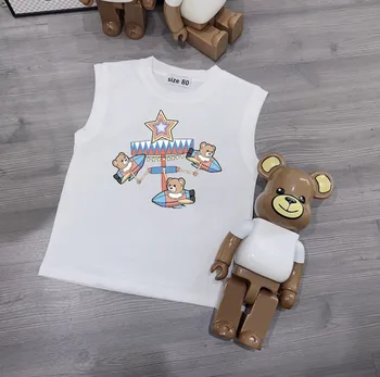 Детски дрехи За момчета и момичета, готина риза с хубав анимационни модел, Летни къси ризи, Блузи, Риза, Детска тениска