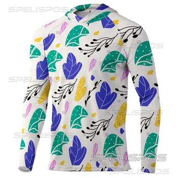 Риза за пелагической риболов SPELISPOS, Летни дрехи за риболов с дълъг ръкав UPF 50 +, дишащи бързо съхнещи ризи за риболов с качулка, които предпазват от ултравиолетовите