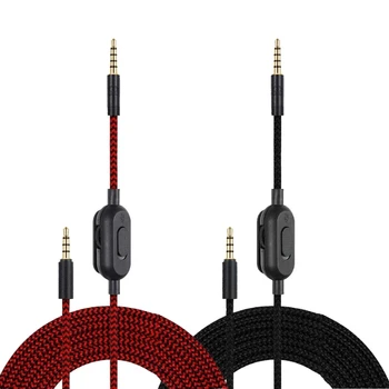 Сплетен Преносим Удължител с дължина 200 см за Кабел на слушалки GPRO X G233 G433 с Вграден изключване на звука и регулатор на силата на звука