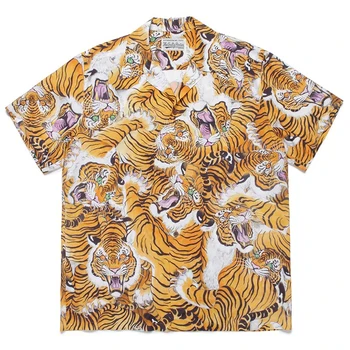 Хавайска риза WACKO MARIA с принтом тигър, тениска WACKO MARIA, мъжки и дамски тениска висше качество 1: 1
