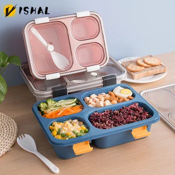 Обяд-бокс VISHAL с 3 отделения за деца, Преносим И Запечатан контейнер за съхранение на храна, фланец за обяд, кутия за микровълнова фурна