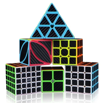 2x2 3x3 4x4 5x5 Пирамида Кленов Лист Стикер от Въглеродни влакна Скорост на Магически Куб Пъзел игра, Играчки за Деца Детска Подарък играчка