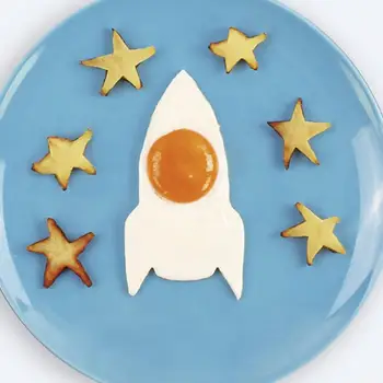 Форма за пържене на Яйца, под формата на яйца с формата на ракета, Силиконова форма за яйца, незалепващо пръстен за пържене за приготвяне на палачинки забавна закуска