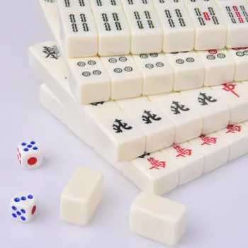 Комплект за игра на Маджонг за Пътуване 144шт Китайски Традиционни комплекти за игра на Маджонг Преносима Мултиплейър игра за семейни партита с приятели