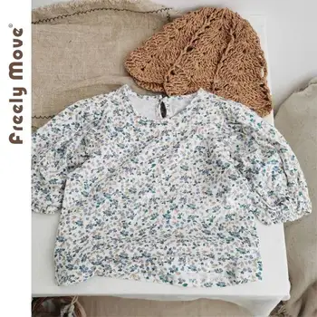 2023 Нови Есенни Блузи за деца, блузи с дълги ръкави и цветисти принтом за момичета, Блуза-риза за малки момичета, Детски блузи C01