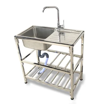 Кухненска маса с удебелени мивка от неръждаема стомана, Вграден в Единична мивка с група, Мивка за измиване на съдове
