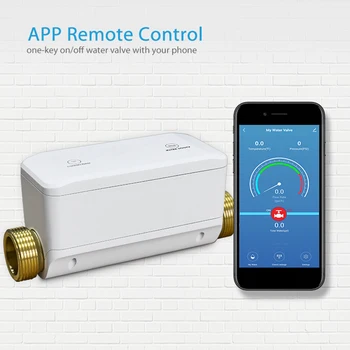 Sasha WiFi Умен воден клапан за Управление на Дебит / налягане/ температура/изтичане Поддържа Алекса Google Home